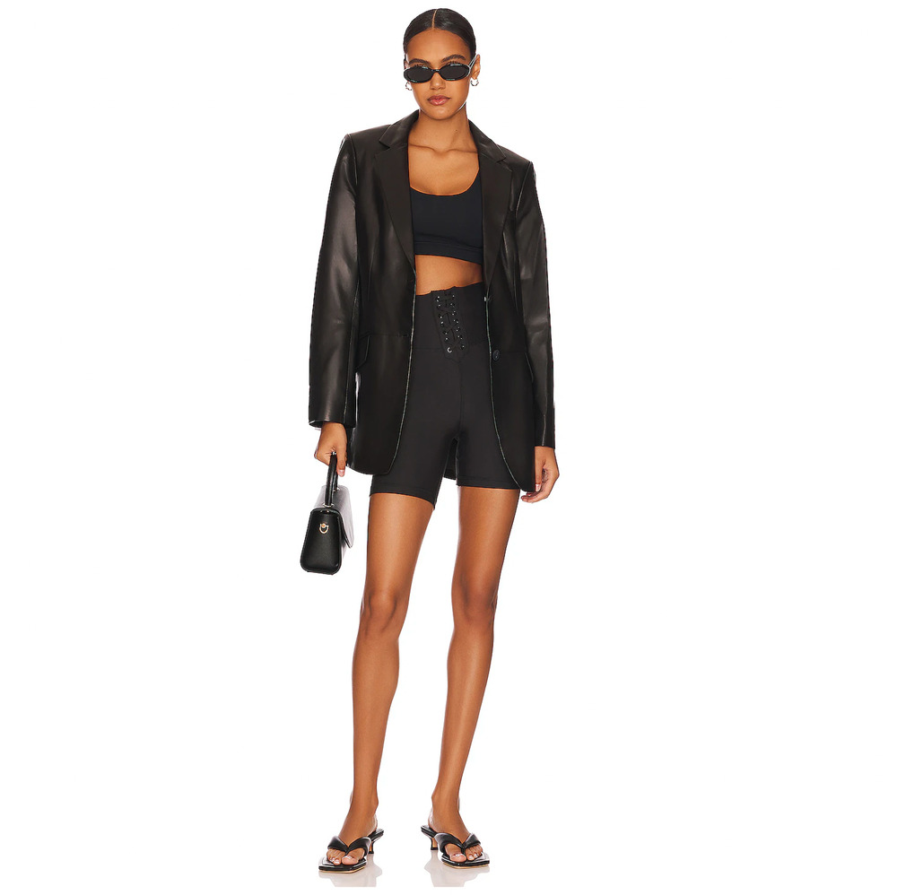 WeWoreWhat Lace Up Biker Shorts Black Revolve Athleisure Minimalist Small NWT